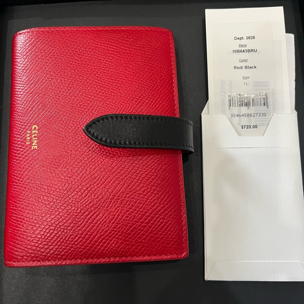 Celine wallet, Red with Black strap